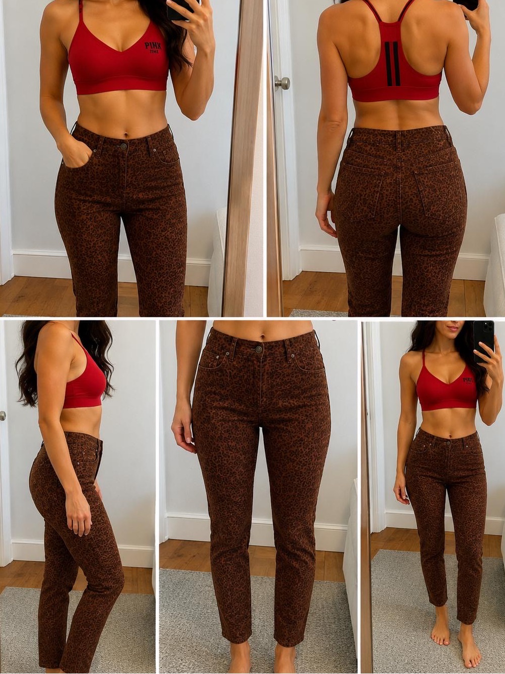 Terra & Sky Brown Leopard-Print Straight Leg Pants